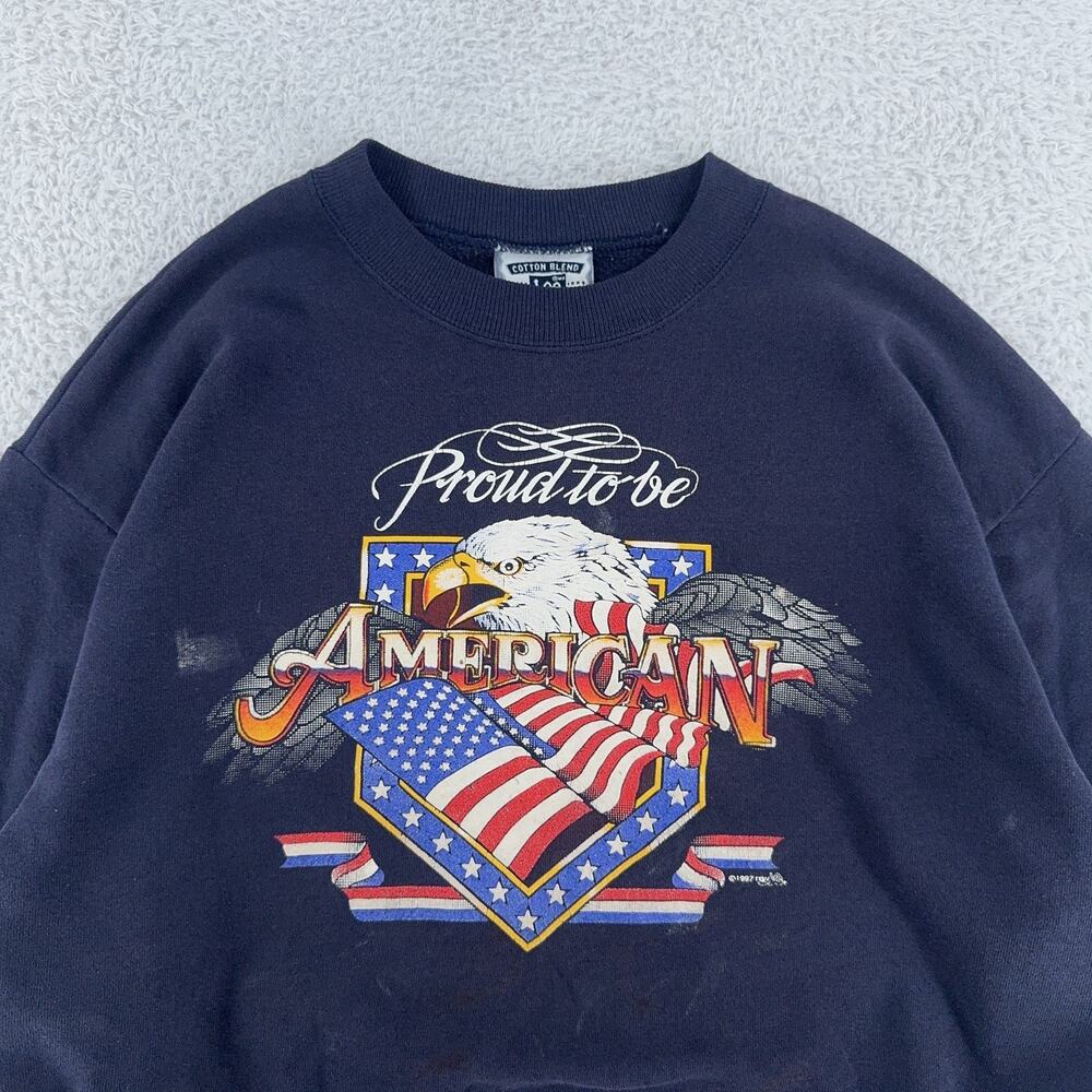 Vintage Lee Sweatshirt Mens L Proud To Be American Eagle Flag USA Crewneck 90s